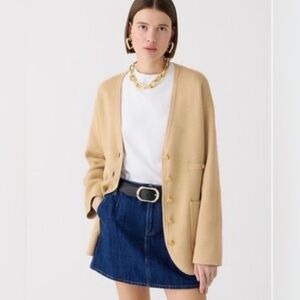 J. Crew Oversized Beige Sweater Blazer Cardigan with Gold Buttons